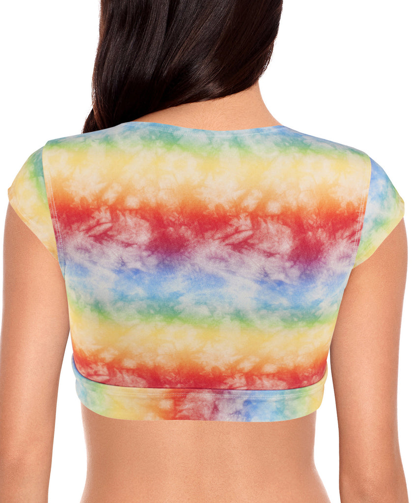 Salt + Cove Women Rainbow Tie Dyed Crop Bikini Top