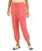 Style & Co Women Petite Crepe Jogger Pants Orange Shade