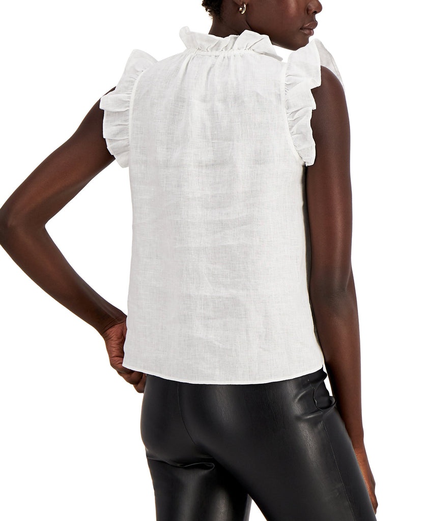 INC International Concepts Women Ruffle Neck Top