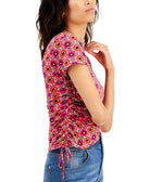 INC International Concepts Women Printed Surplice Side Tie T Shirt