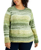 Style & Co Women Plus Space Dyed Sweater Whimsy Olive