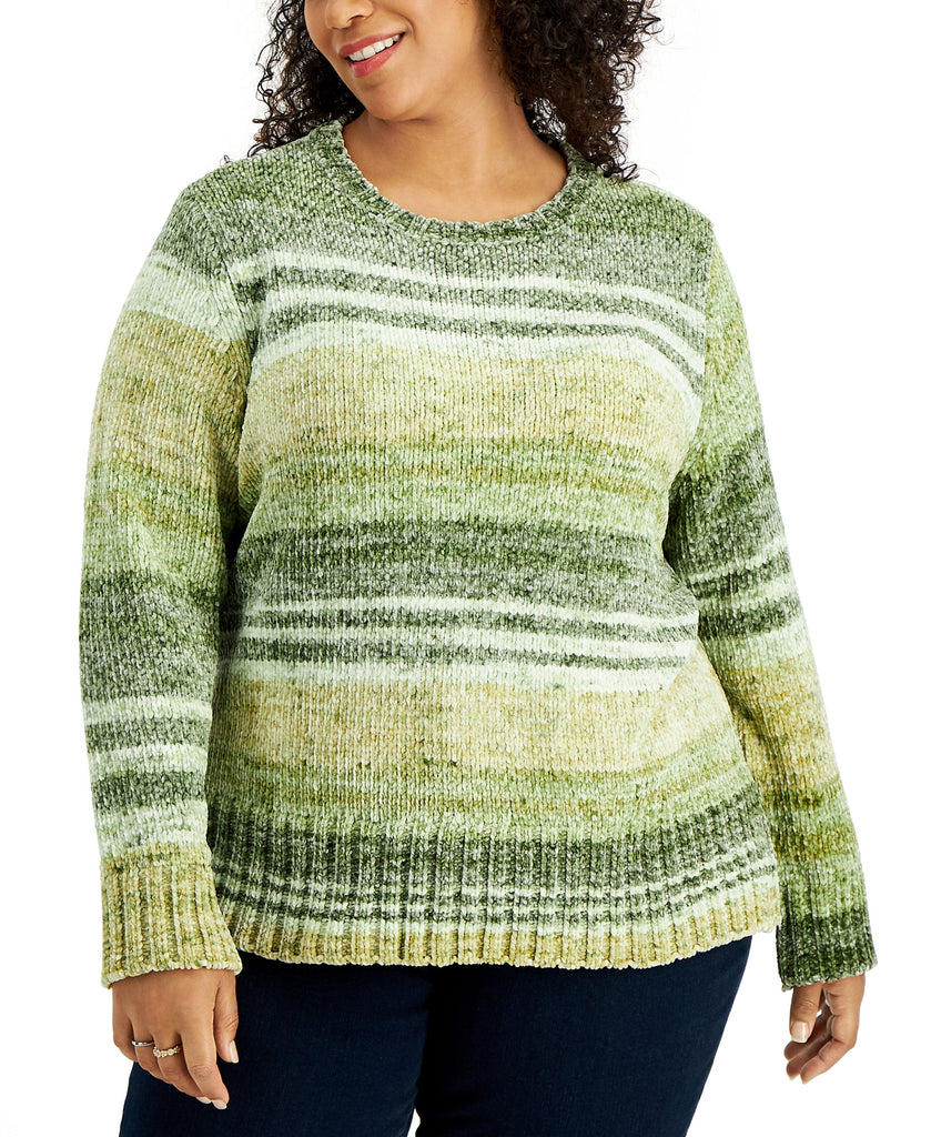 Style & Co Women Plus Space Dyed Sweater Whimsy Olive