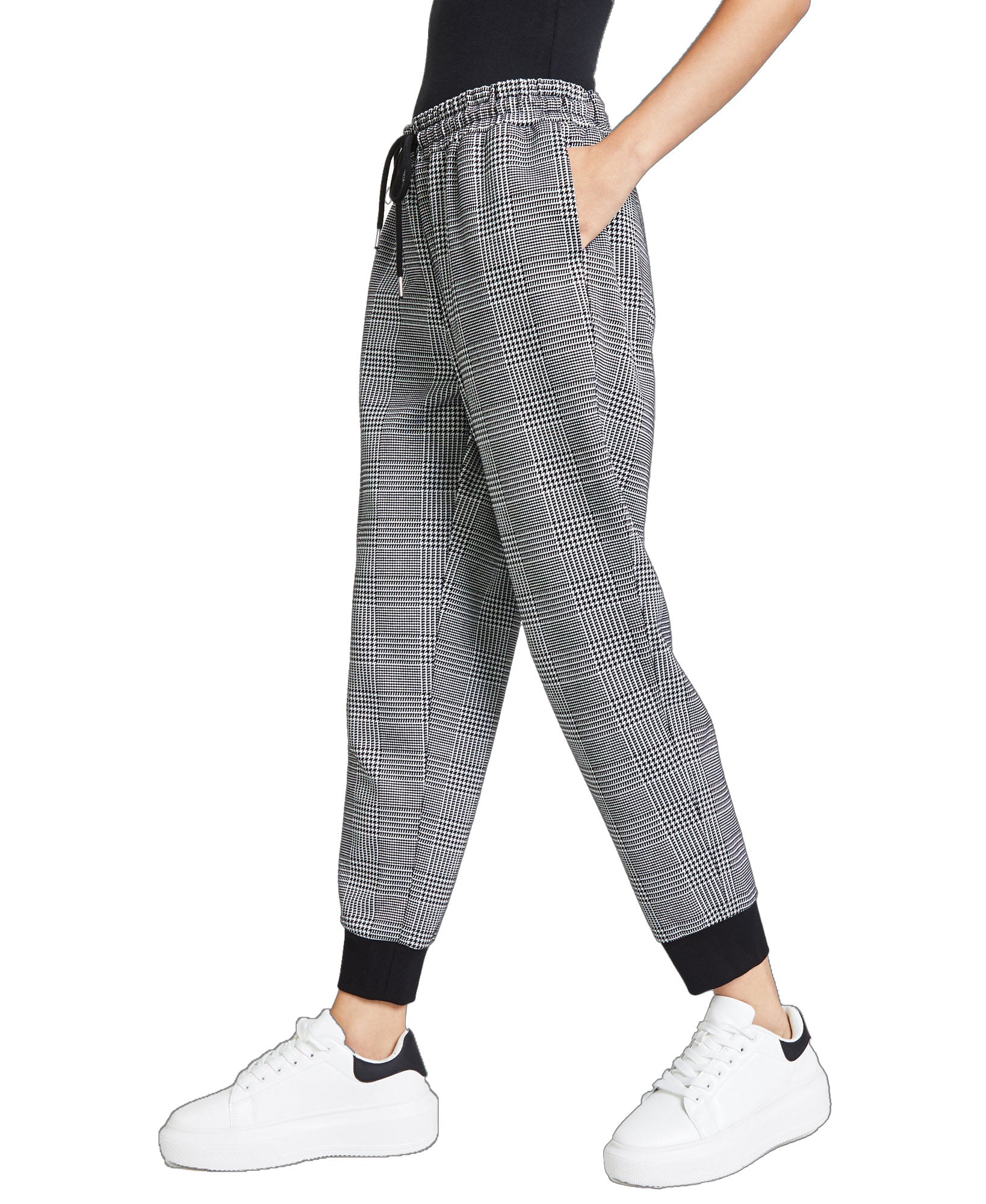 Bar III Women Tapered Plaid Joggers