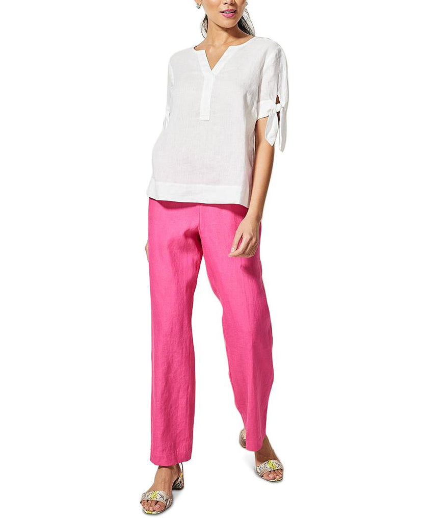 Charter Club Women Linen Drawstring Waist Pants Pink Lightening