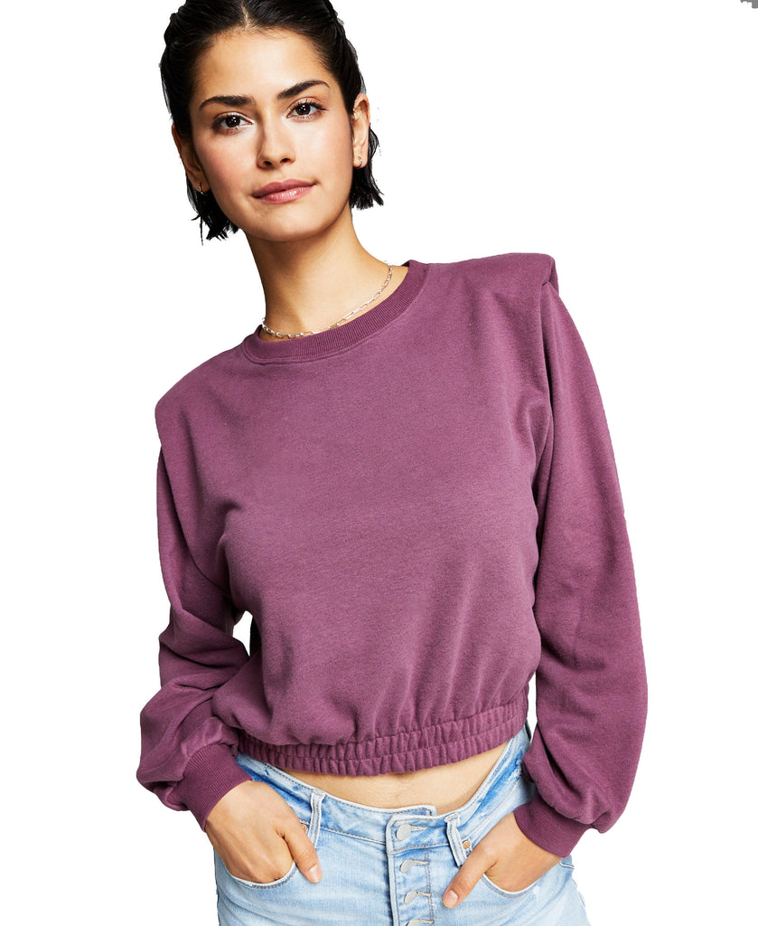 And Now This Women Shoulder Pad Sweatshirt Plum