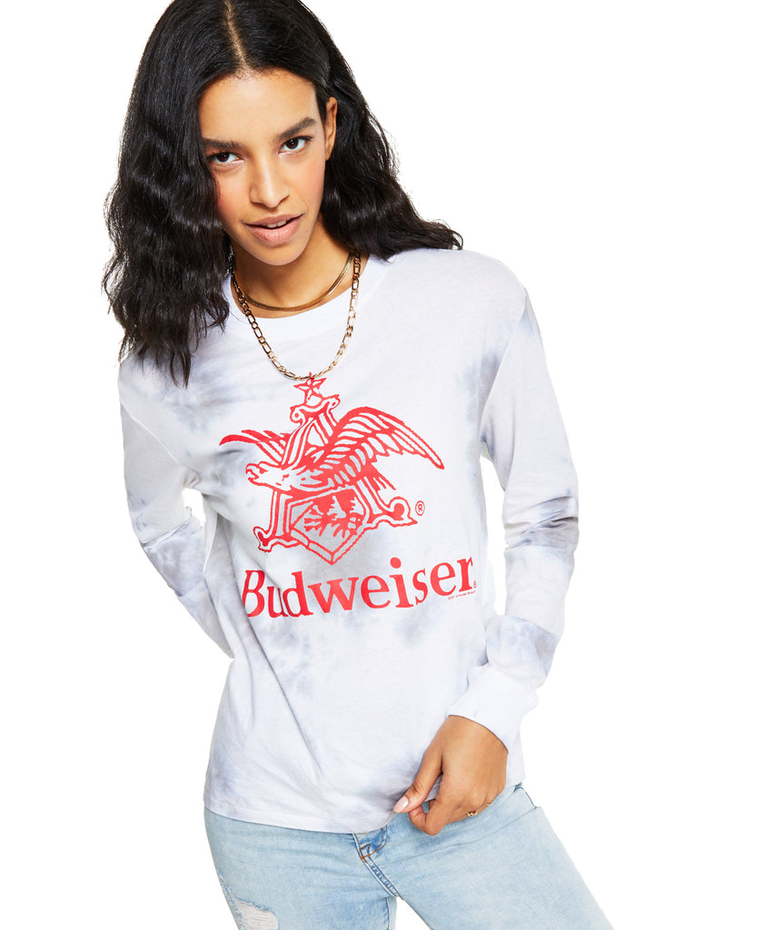 Junk Food Womens Tie Dye Budweiser T Shirt White Tiedye