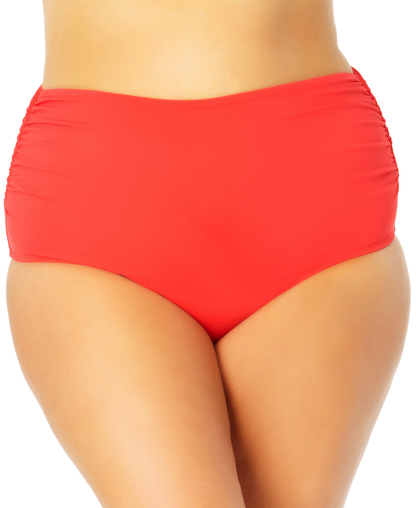 Anne Cole Women Plus High Waist Bikini Bottoms Red