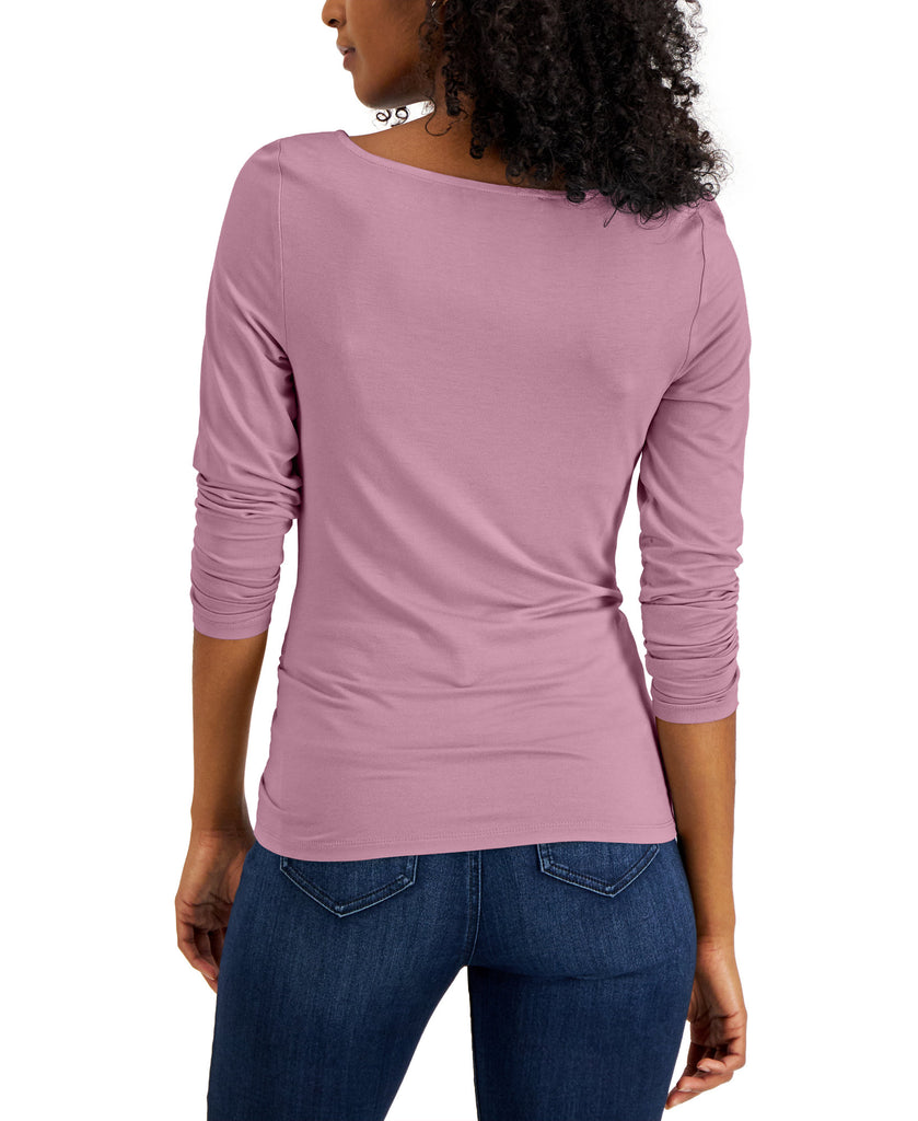 INC International Concepts Women Ruched Long Sleeve Top