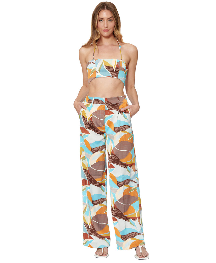 Bar III Women Tropical Print Wide Leg Pants Tropical Print