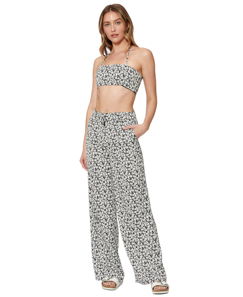 Bar III Women Sofia Richie Printed Wide Leg Satin Pants Ditsy Print