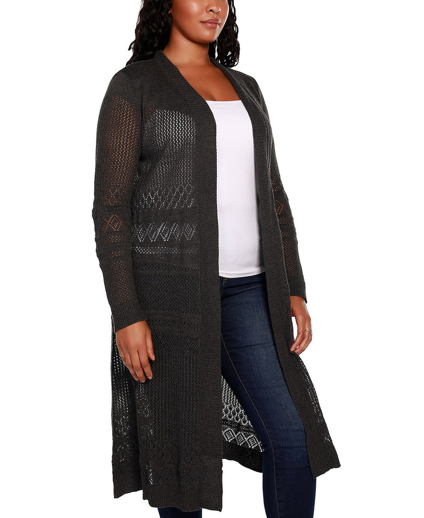 Style & Co Women Plus Belldini Pointelle Stitch Duster Cardigan