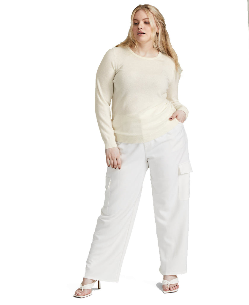 Charter Club Women Plus Cashmere Crewneck Sweater Bianco Crema