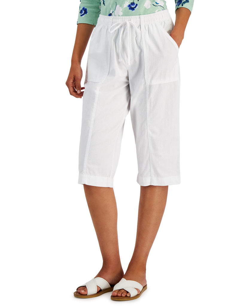 Karen Scott Women Charlie Capri Pants Bright White