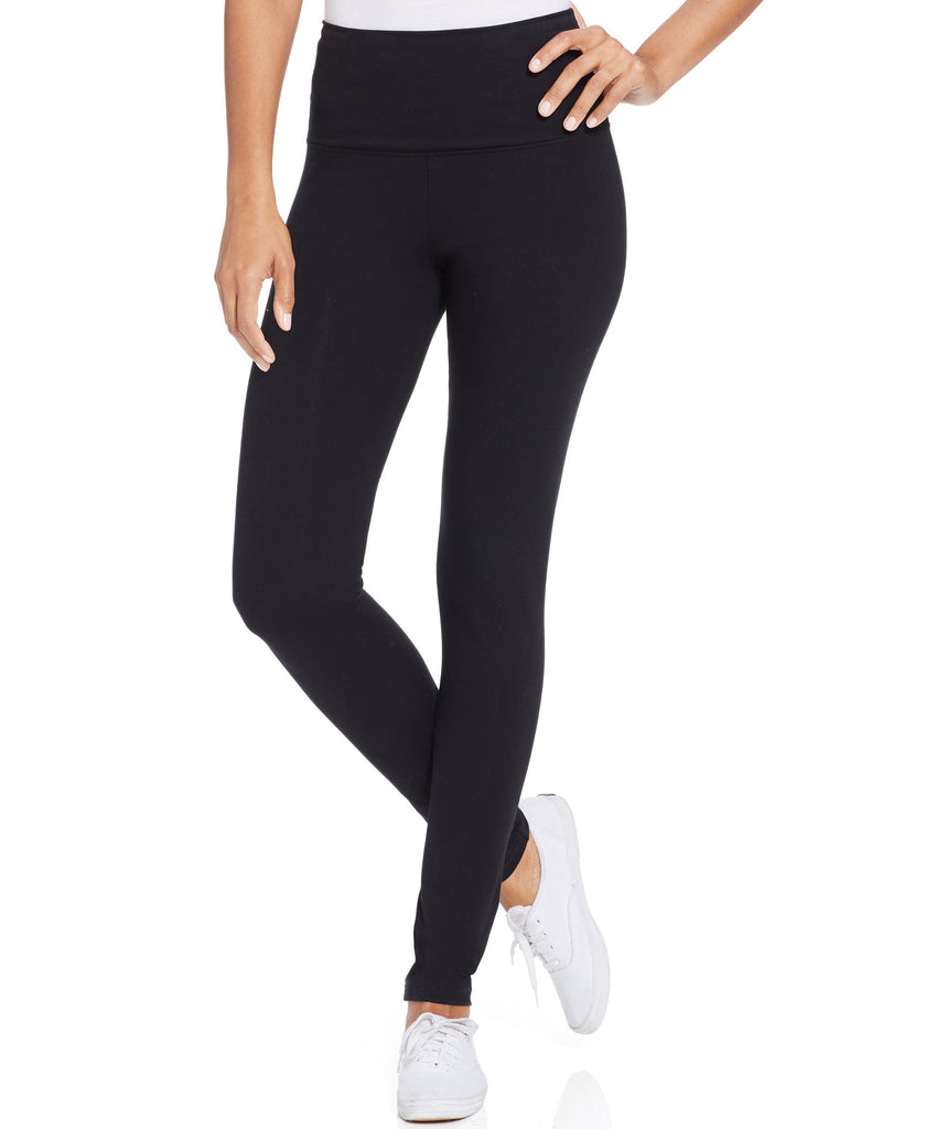 Style & Co Womens Petite Tummy Control Leggings Deep Black