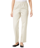 Alfred Dunner Women Classics Twill Pull On Pants Stone