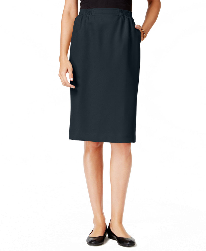 Alfred Dunner Women Petite Classic Pull On Skirt Navy