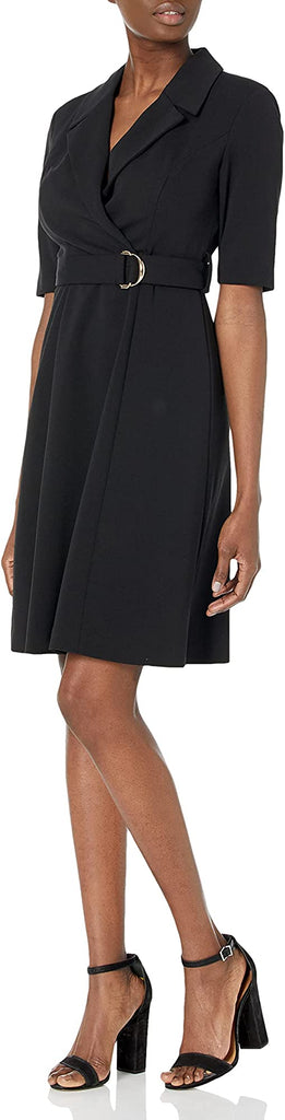 Calvin Klein Women Belted Faux Wrap Dress