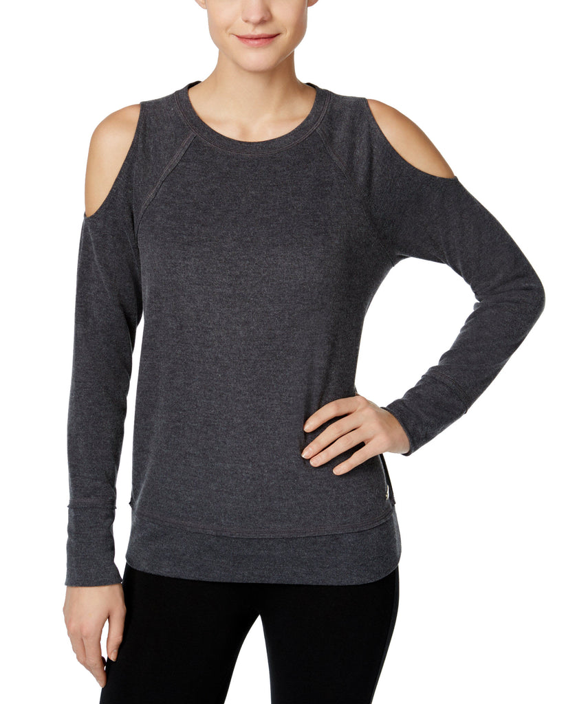 Calvin Klein Performance Womens Cold Shoulder Top Heather Grey