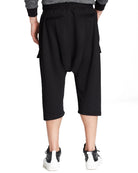 Black Apple Men Drop Crotch Shorts