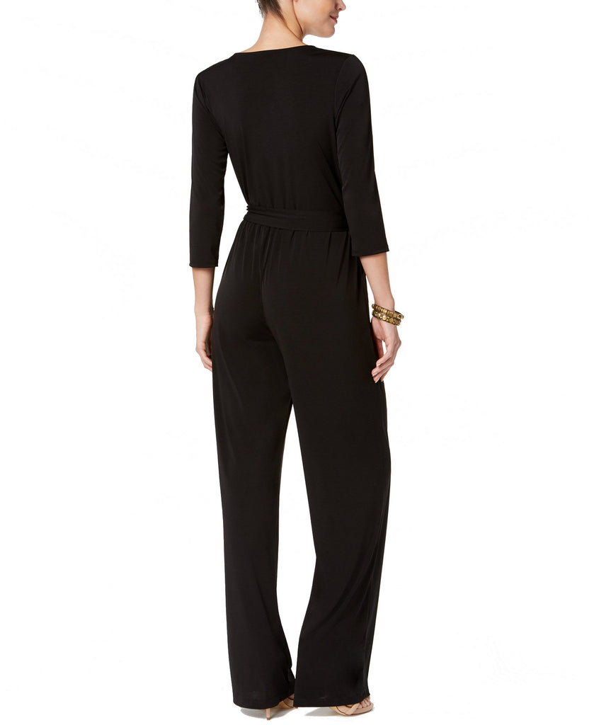 NY Collection Womens Petite Size Belted Jumpsuit