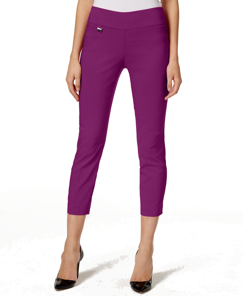 Alfani Women Petite Tummy Control Pull On Capri Pants Fuchsia