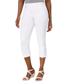 JM Collection Women Petite Rivet Detail Tummy Control Capri Pants Bright White