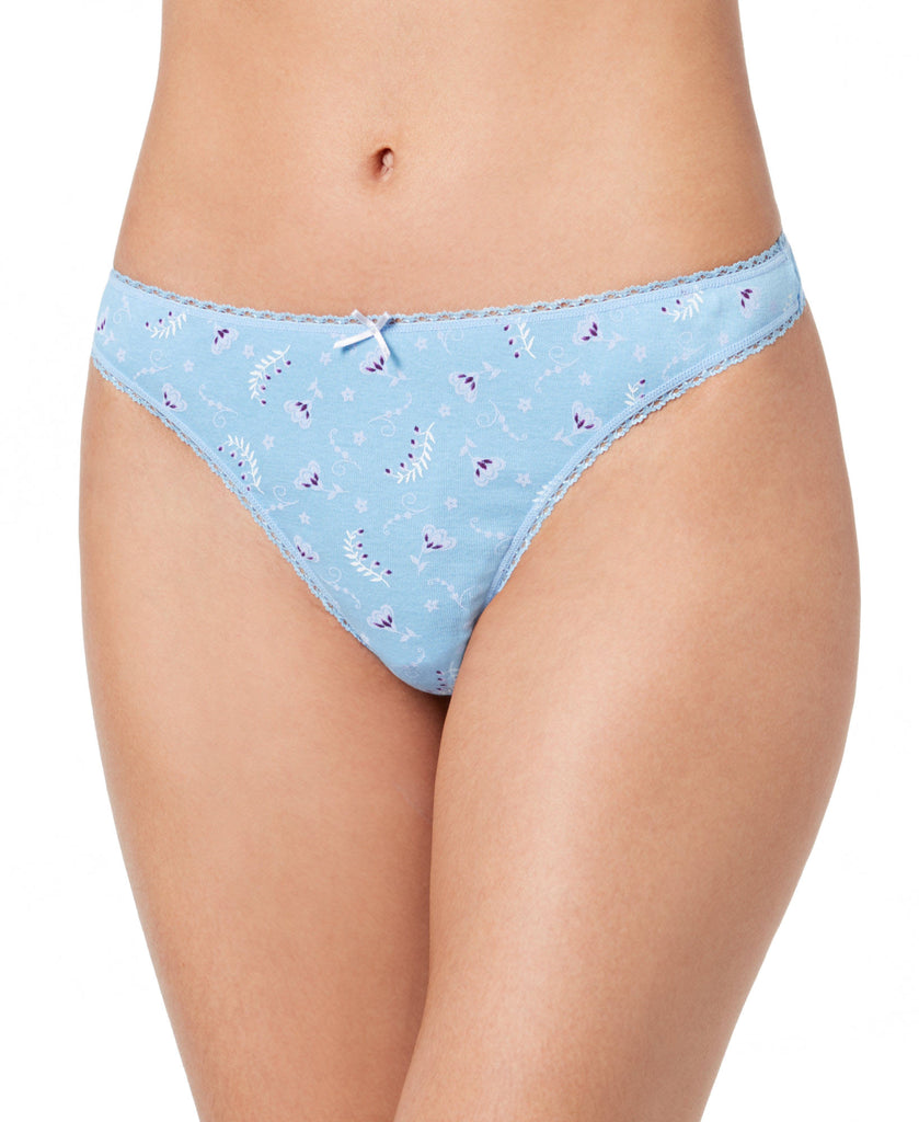 Charter Club Women Pretty Cotton Thong Bluebells