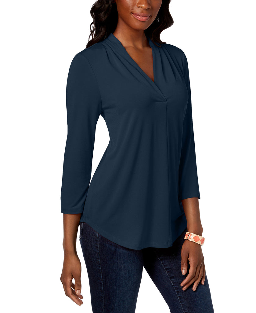 Charter Club Women 3 4 Sleeve Top Intrepid Blue