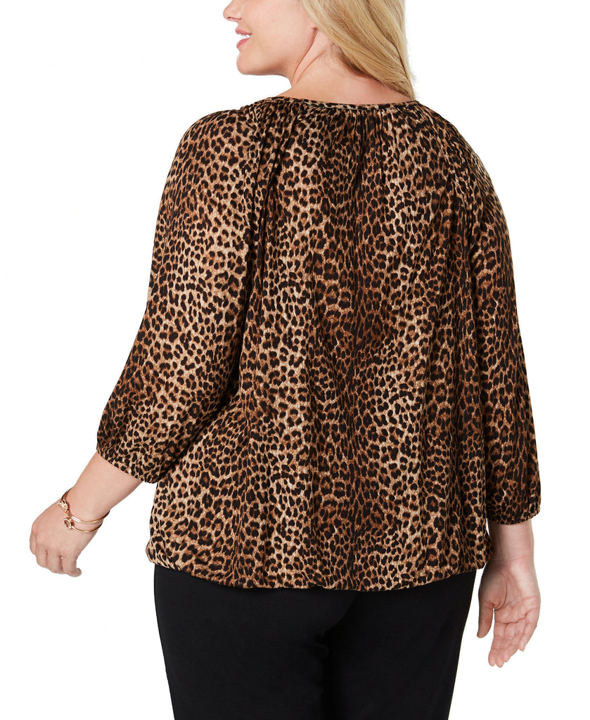 MICHAEL Michael Kors Women Plus Leopard Print Peasant Top