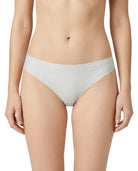 Light gray ribbed bikini bottom on a white background
