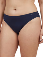 Navy Calvin Klein bikini bottom on a white background