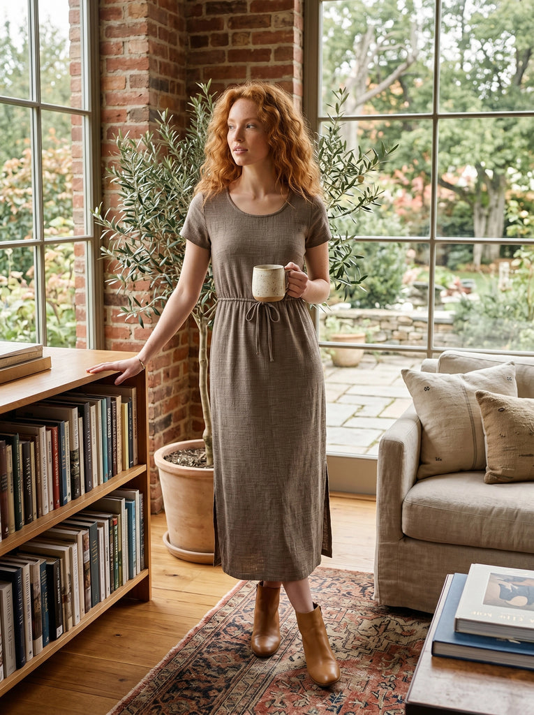 Women's Textured Tie Waist Maxi Dress – Online Warehouse Sale