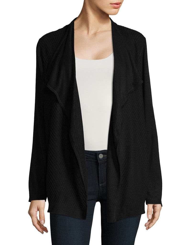 Calvin Klein Women Textured Knit Open Front Cardigan Black