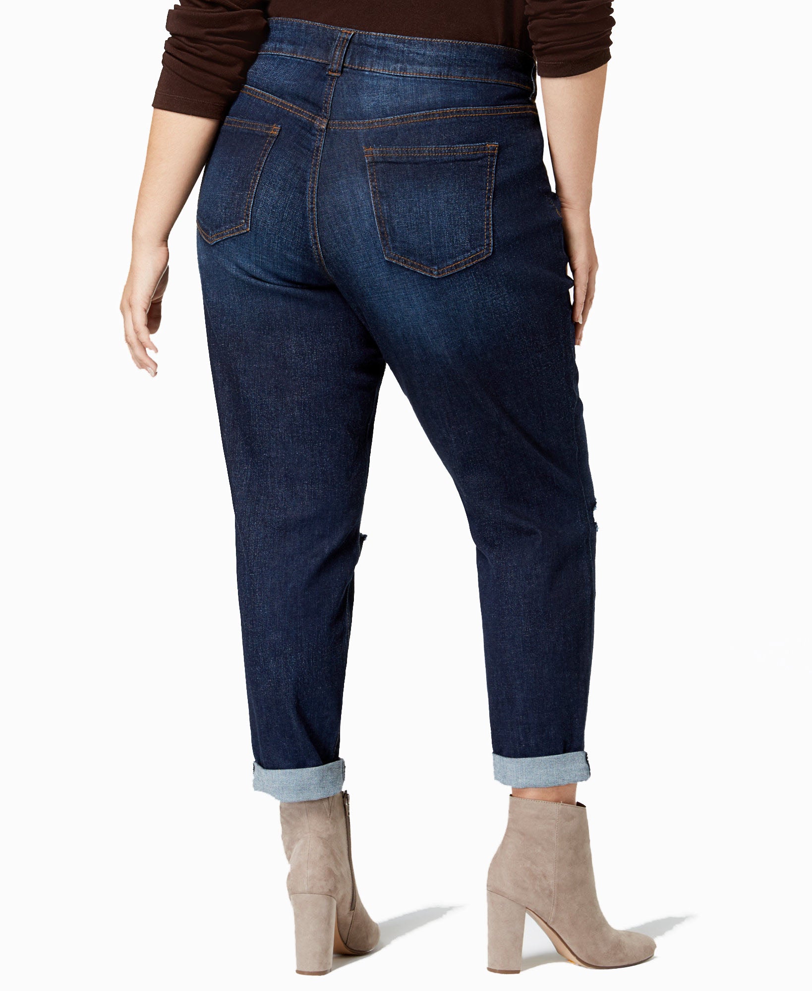 Celebrity Pink Women Plus Trendy Ripped Girlfriend Jeans