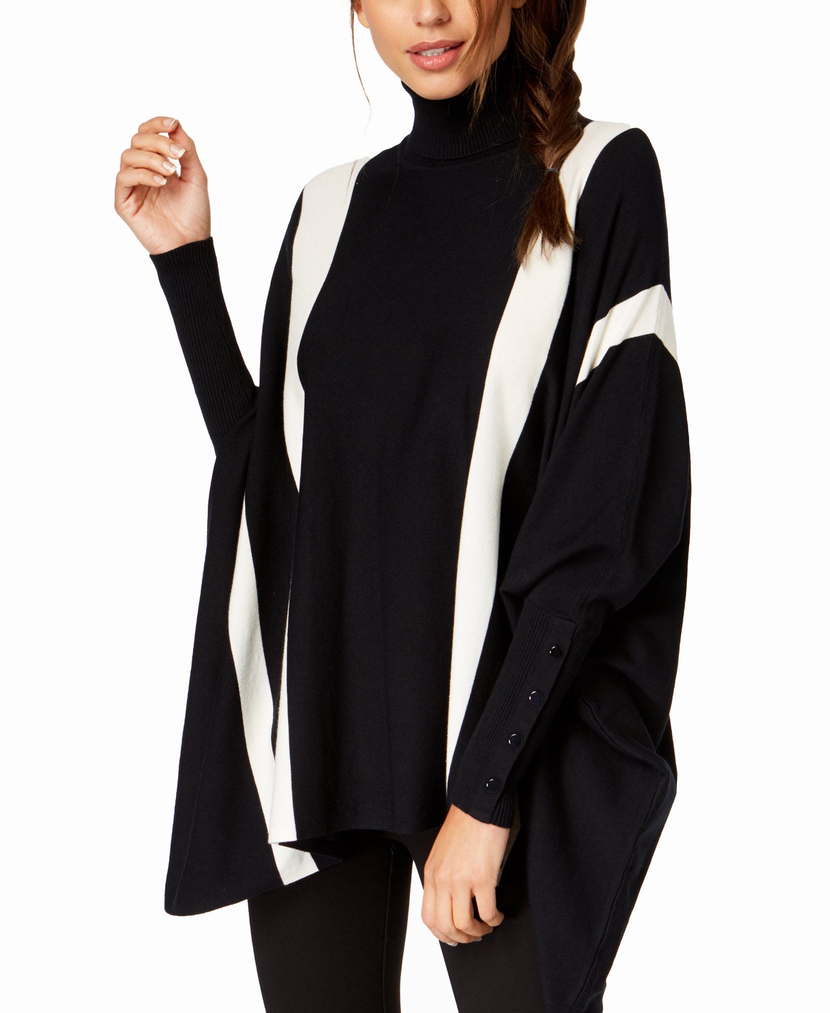 Alfani striped poncho clearance sweater