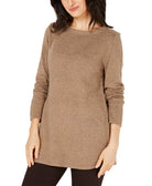 Karen Scott Women Solid Curved Hem Tunic Chestnut Heather