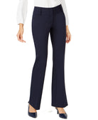 Alfani Women Petite Faux Leather Trim Wide Leg Trousers Modern Navy