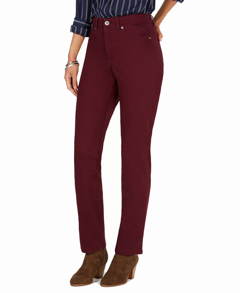 Style & Co Women Tummy Control Straight Leg Fashion Jeans Berry Jam