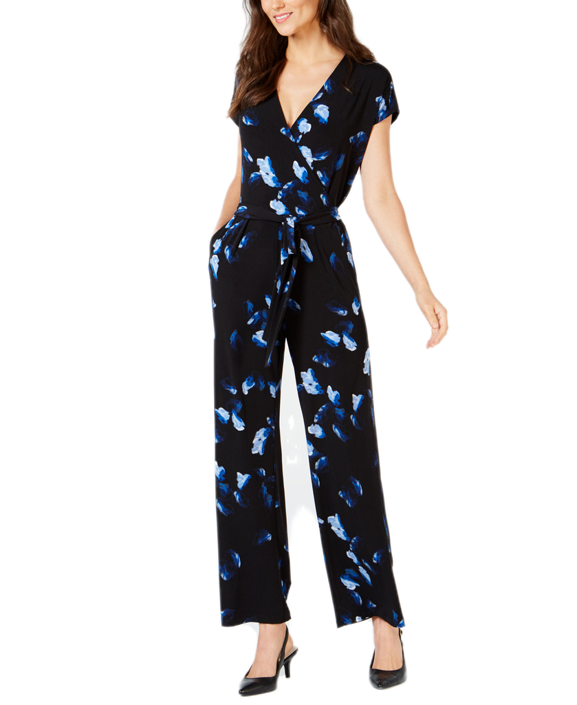 Alfani Women Printed Wide Leg Jumpsuit Paint Splots