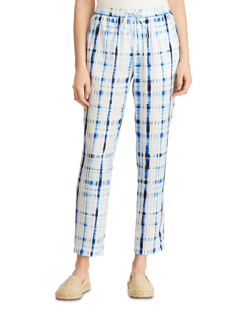 LAUREN Ralph Lauren Women Tie Dye Plaid Pants Blue Multi