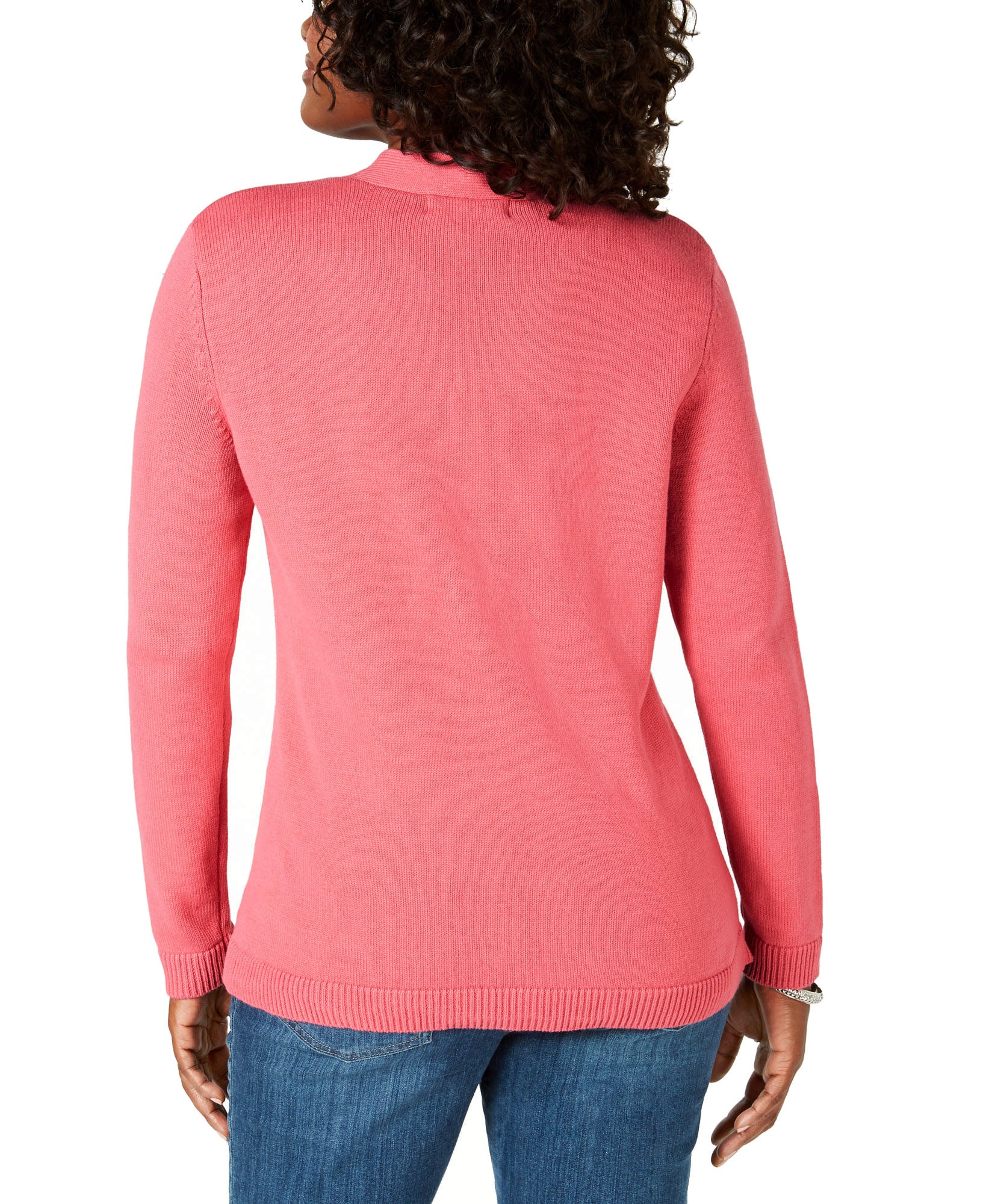 Karen Scott Women Petite Cotton Toggle Henley Sweater
