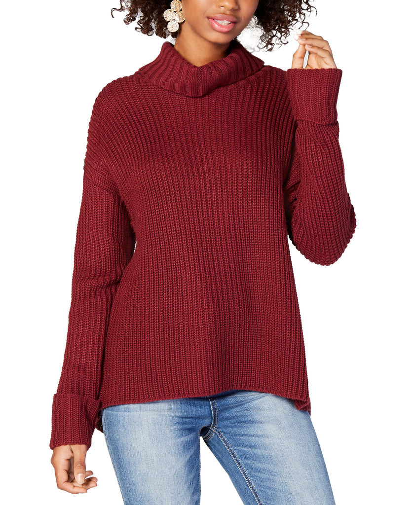 American Rag Lace Up Turtleneck Sweater Zinfandel