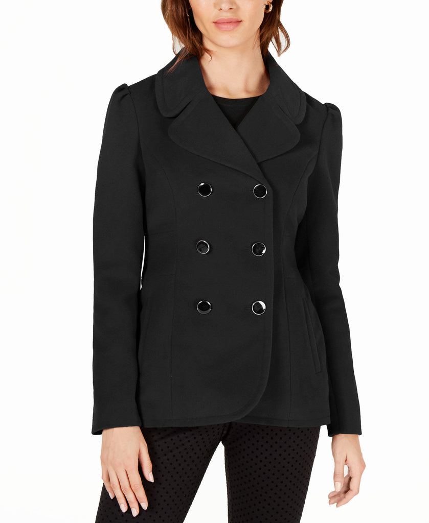 Maison Jules Women Double Breasted Peacoat Black