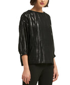 DKNY Women Liquid Metallic Print Top Black
