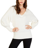 MICHAEL Michael Kors Women Bishop Sleeve Banded Hem Sweater Bone