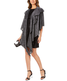 Cejon Women Double Draped Sparkle Knit Wrap Black