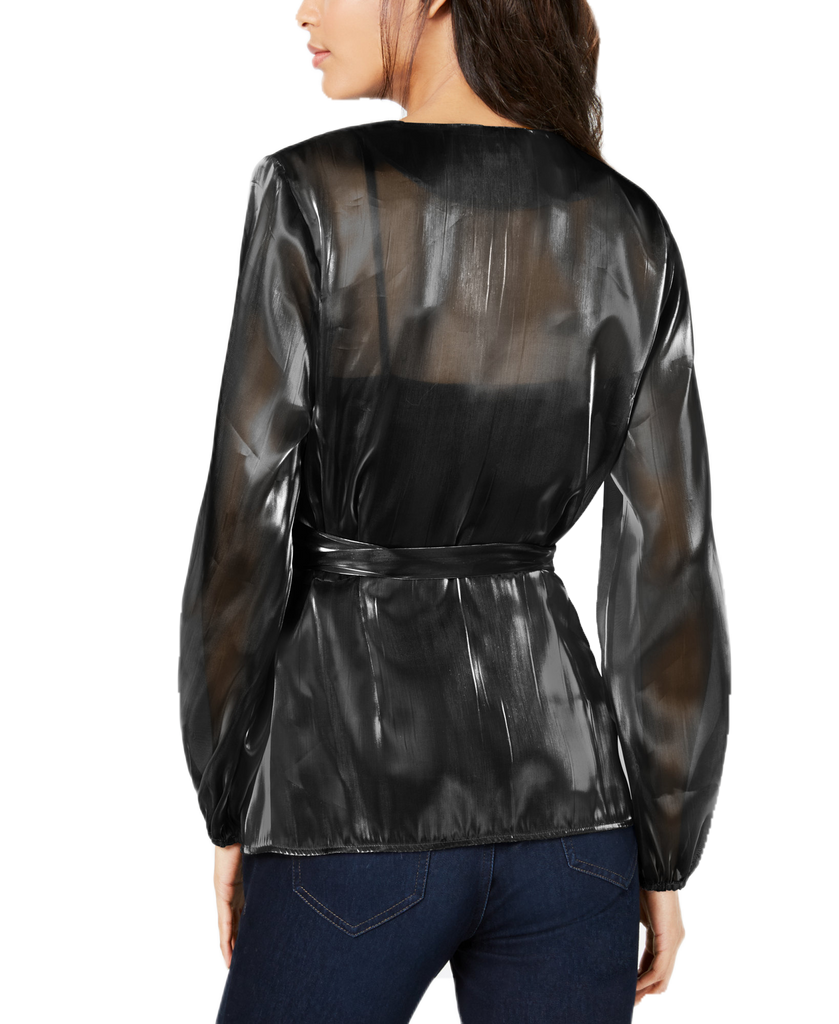 INC International Concepts Women Long Sleeve Wrap Blouse