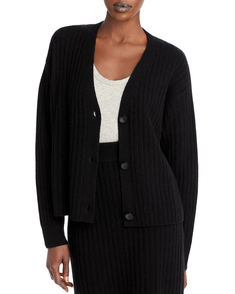 C by Bloomingdales Women Ribbed Cashmere Cardigan  100% Exclusive Black