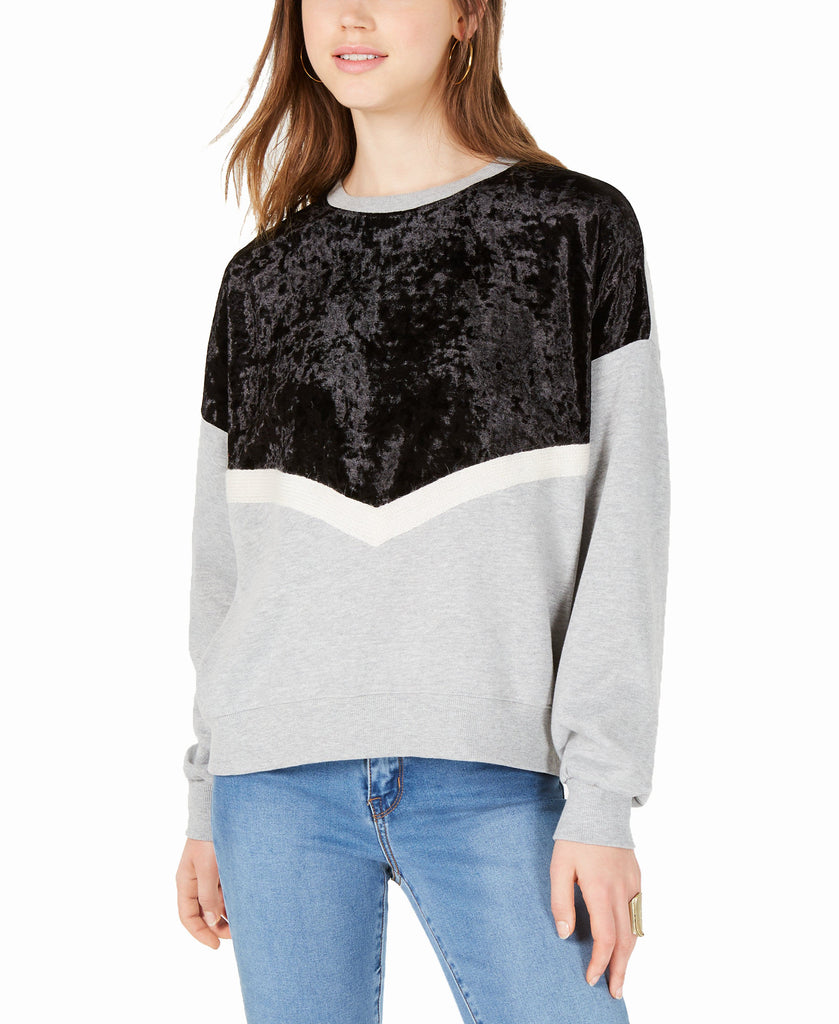 Freshman Velvet Chevron Sweatshirt Black White Combo