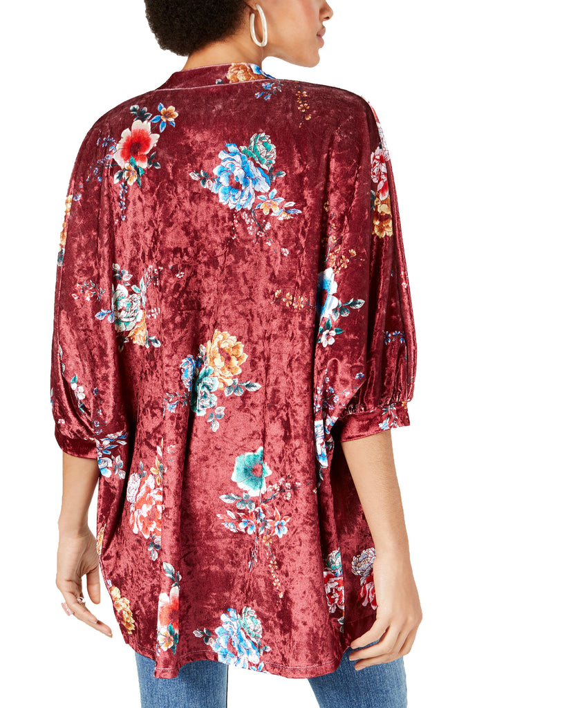 PROJECT 28 Women Printed Crushed Velvet Kimono